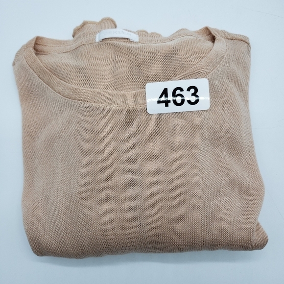 osklen women US small peach modal base layer long sleeve knit top lettuce hem - Picture 9 of 9